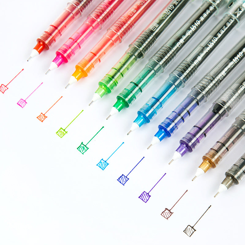 10pcs 0.5mm Colorful Straight Liquid Gel Pens KINIYO Stationery