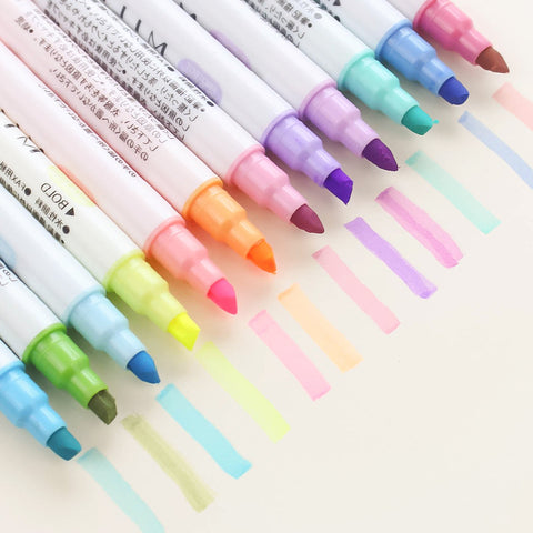 12pcs Colorful Double Head Highlighter Fluorescent Pen KINIYO Stationery