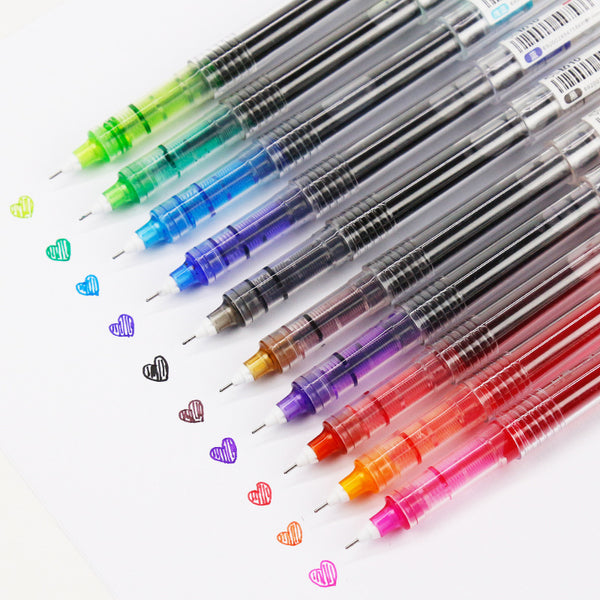 10pcs 0.5mm Colorful Straight Liquid Gel Pens KINIYO Stationery